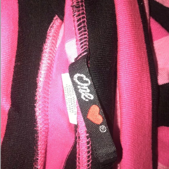 One Hart Asymmetrical Striped Pink Black Mini Skirt Flare 3D Flower Punk Size M - Picture 5 of 6